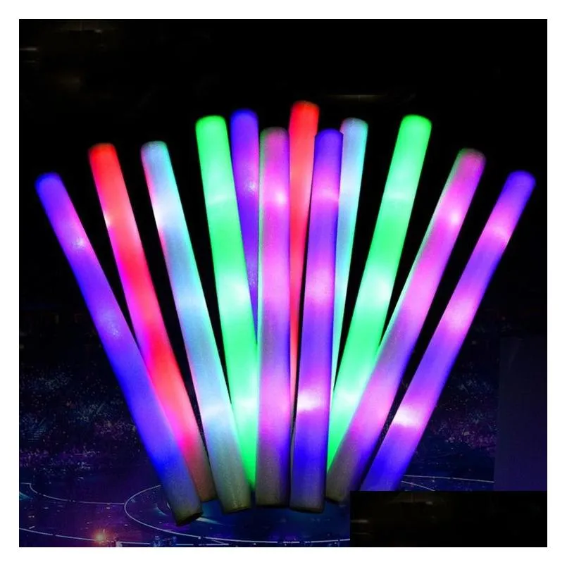 Andere evenementen Feestartikelen 200 stuks Led Glow Sticks Bk Colorf Rgb Foam Stick Cheer Tube Dark Light Voor Kerstmis Verjaardag Bruiloft Drop De Ot0Ti