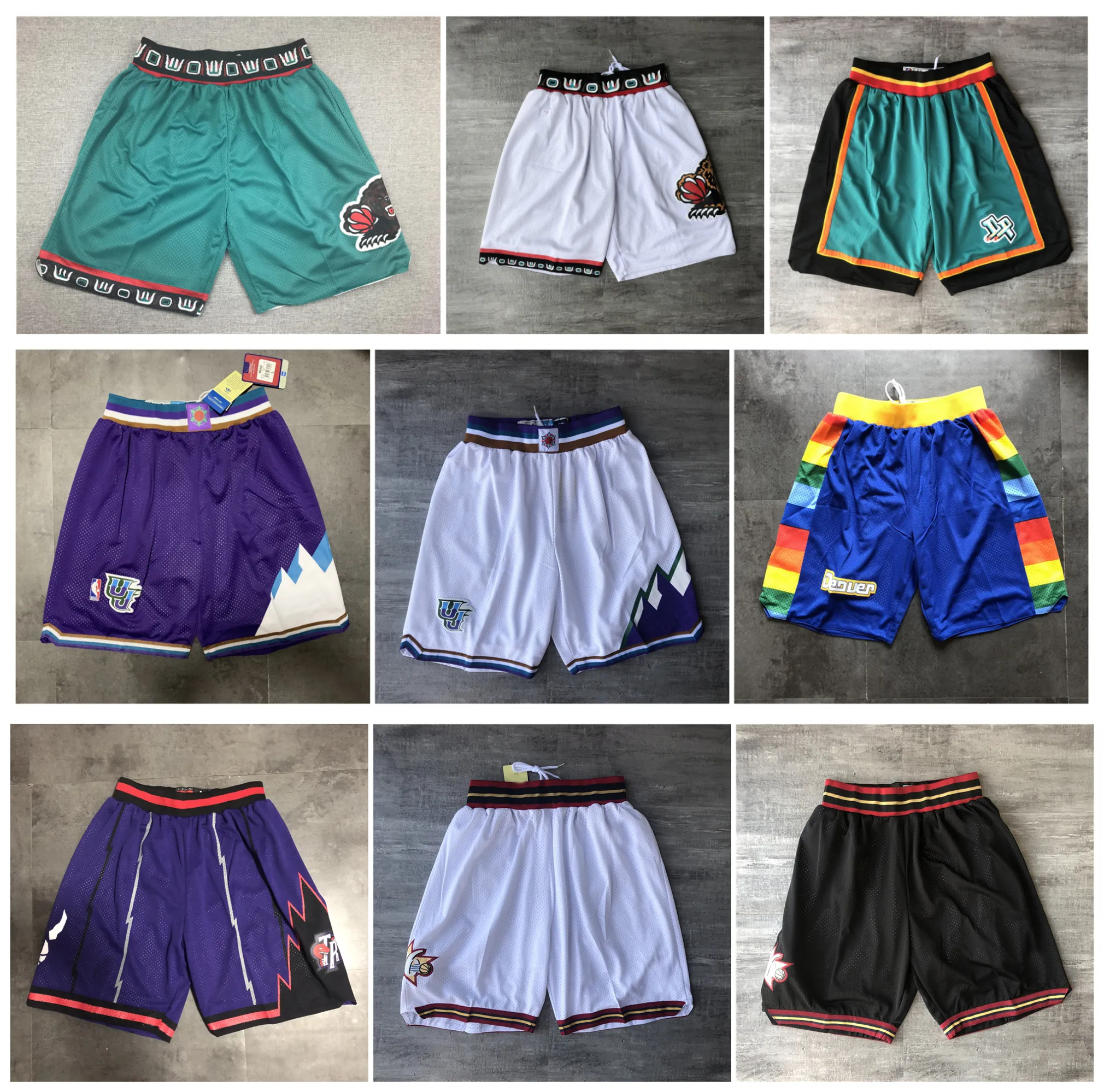 Top Quality ! 2023 Team Nugget Grizzlie Basketball Shorts Men Raptores Shorts de basket Sport Shorts White Black Size S-XXL