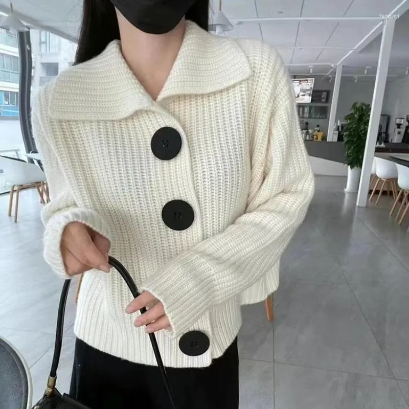 Malhas femininas moda feminina suéteres cardigan 2023 alta pescoço de malha queda topo francês usar camisola estilo coreano casaco
