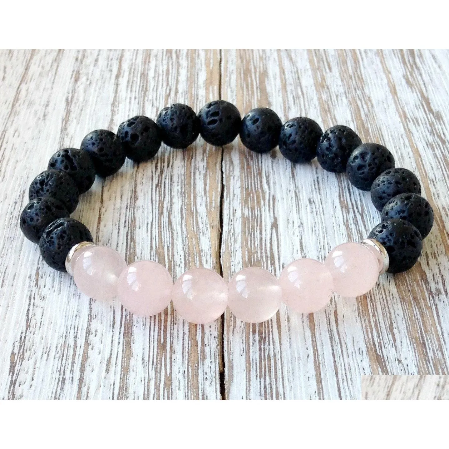 Beaded SN1061 Rose Quartz Lava Yoga Armband Healing Crystals Wrist Mala Pärlor Chakra smycken Natural Stone Womens Drop Delivery Brace DH0TW