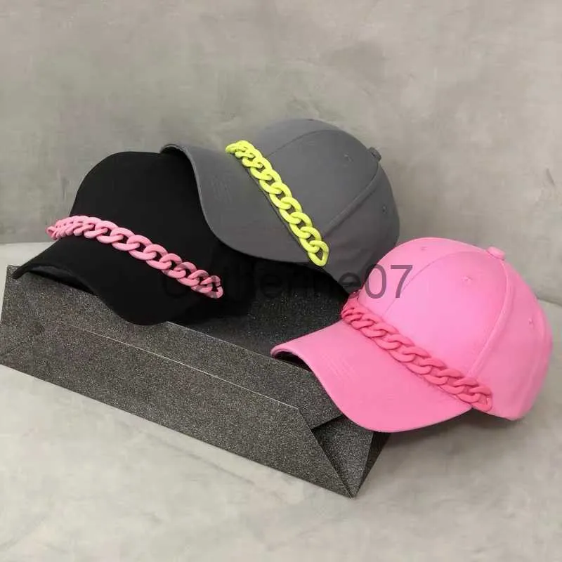 Stingy Brim Hats 2022 Fashion Women's Cap High Quality Girl's Sunshade Hat With Colorful Chain Boy Hip-Hop Cap J230830