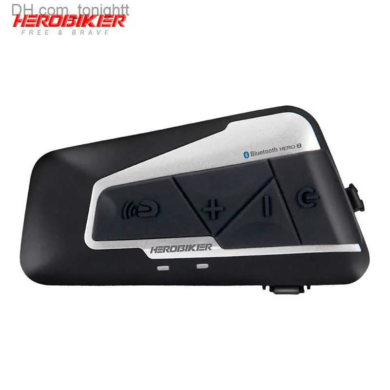 Herobiker 2 Set 1200m BT Motorcykelhjälm Intercom Waterproof Wireless Bluetooth Moto Headset Interphone FM Radio för 2 åkattraktioner Q230830