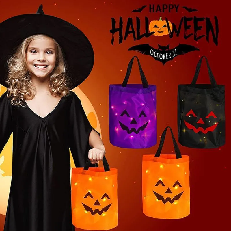 Ander speelgoed Halloween Snoep Tote Emmer met verlichting LED-verlichte tas Emmers Goody Houders Feestartikelen 230829