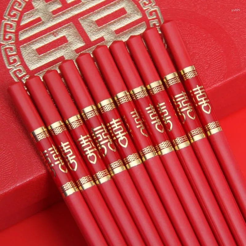 Chopsticks Ten Pairs 24cm Set Chinese For Wedding Birthday Wishes Non-slip Sticks High-quality Tableware