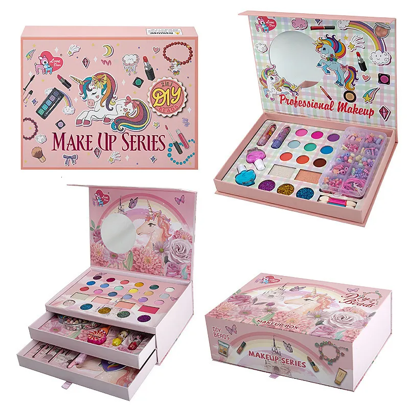 Beauty Fashion Kids Makeup Kit For Girl Real Toy Set Washable Preteny Play Cosmetic 4 5 6 Year Old Toddler 230830