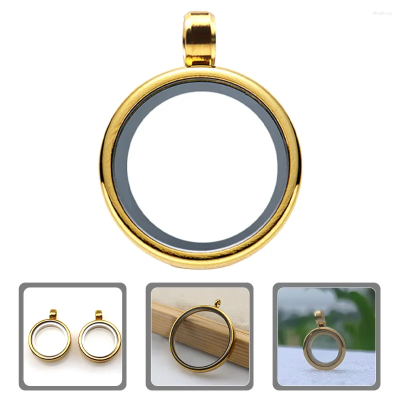 Storage Bags Necklace Pendant Bezels Double Sided Po Frame Jewelry Making Round Open Stainless Steel Charms Glass