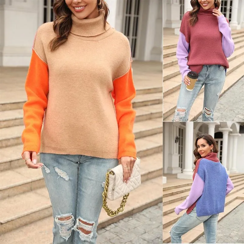 Pulls pour femmes Col roulé Y2K O-Cou Pull tricoté Femmes Crochet Jumper Top E-Girl Pull Printemps Automne Hiver Sueter Work Tops