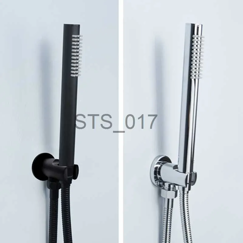 Cabeças de chuveiro de banheiro Chrome Matt Black Handshower Head 150cm Aço Inoxidável Mangueira de Chuveiro Suporte de Latão Cabeça de Chuveiro Montado Acessórios de Chuveiro X0830