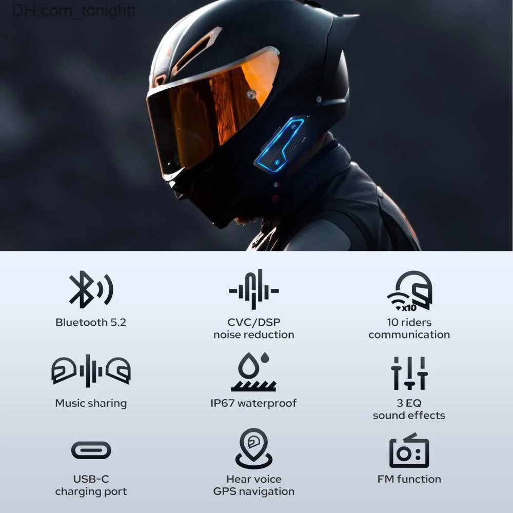 Casque Bluetooth de moto, support 6 coureurs 800m intercom, système de  communication casque Bluetooth 5.1 avec