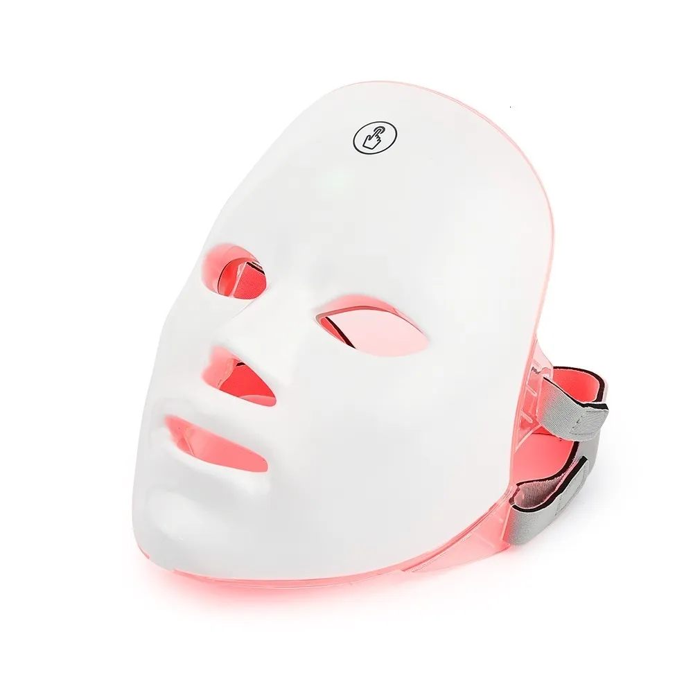 Máscara facial recarregável LED 7 cores LED Pon Terapia Máscara de beleza Rejuvenescimento da pele Home Face Lifting Whitening Beauty Device 230829