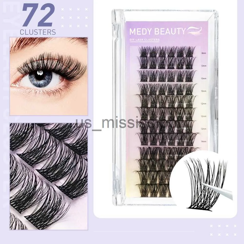 Faux Cils DIY 72 Clusters Cils Plateau Mixte Manga Extensions de Cils Anime Doux Wispy Spiky Cils Individuels Cluster Maison Longueur de Mélange x0830