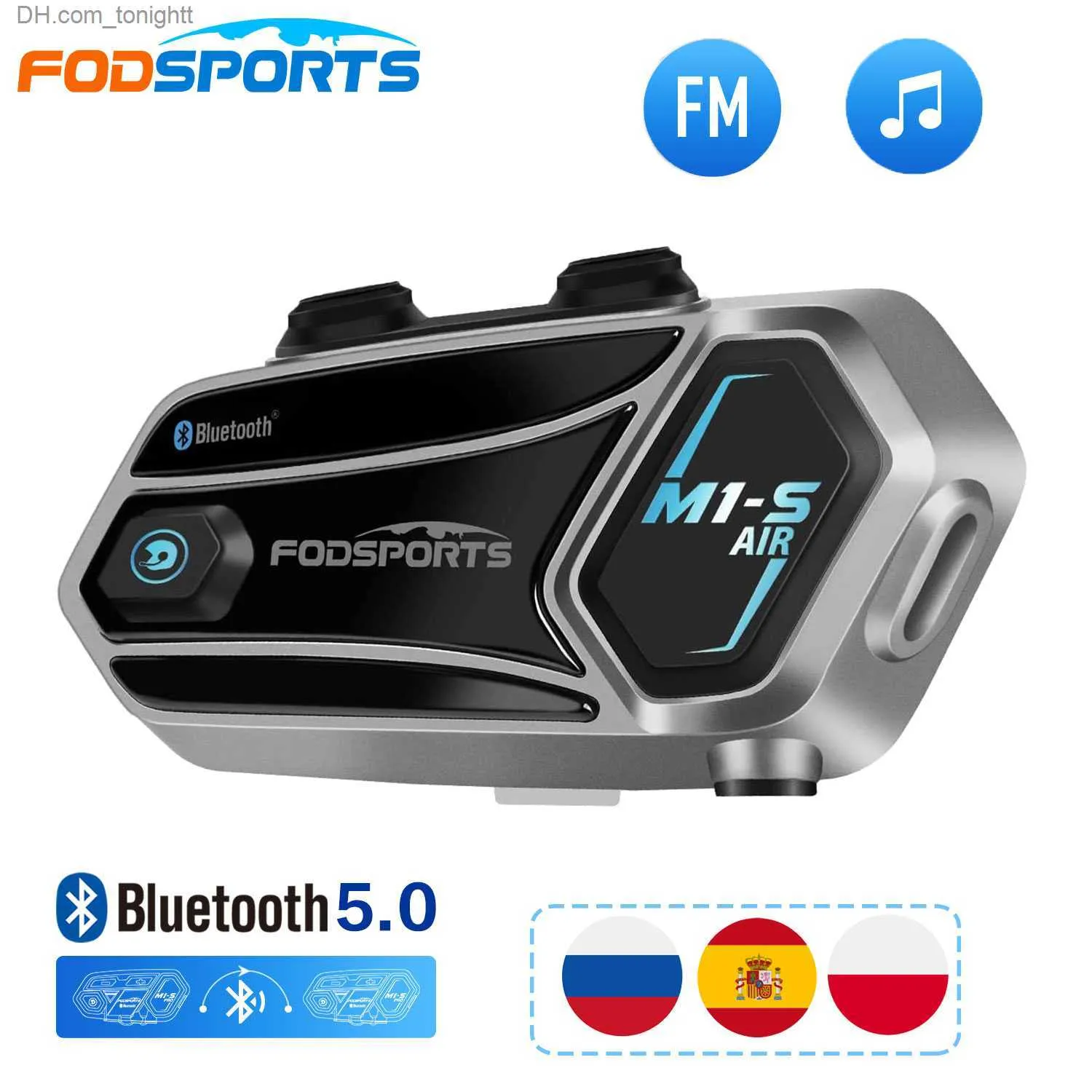 Fodsport M1S Air Bluetooth Intercom Мотоцикл шлема шлема Гужела 2 Riders Intercomunicador Moto Music Share Motorbike Interphone Q230830