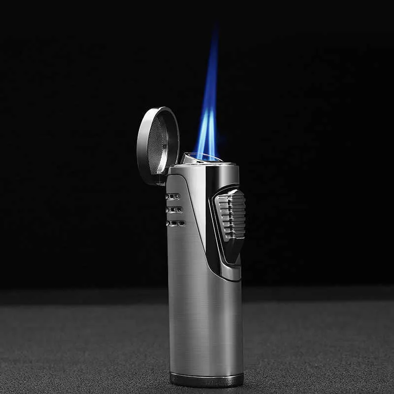 2023 New Windproof Electroplated Cigar Lighter, Butane No Gas Blue Flame, MENAL FRESTENIZINIZ GERFEN for Men 44ib