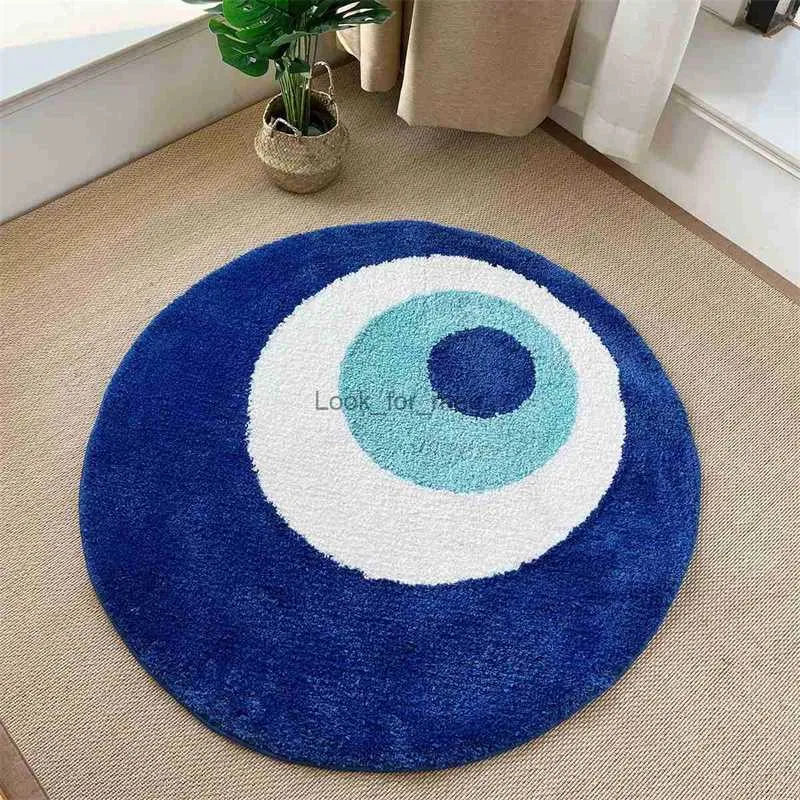 Lakea Fluffy Evil Eye Circle Rug Carpet Plysch Bekvämt handgjorda sovrum Ultra Mjuk och fluffig hög kvalitet för Halloween HKD230830