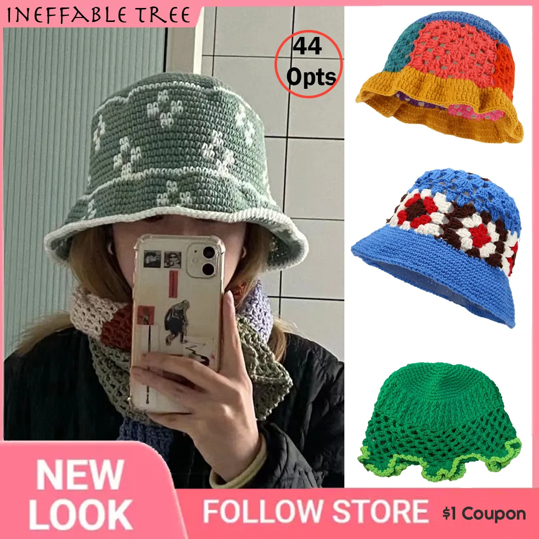 Sombreros de ala ancha Sombreros de cubo Y2K Japón Hilo de algodón tejido a mano Sombreros de cubo de ganchillo Primavera Verano Sombrero suave para el sol Mujeres Sombreros de playa Flor a cuadros Bob Gorras de pescador 230829