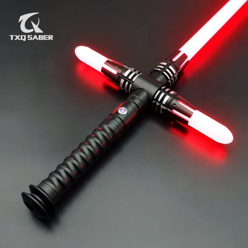 Светодиодные светильники TXQSaber Smooth Swing Heavy Dueling Lightber 12 Color Maneing 16 Sets Sounds Metal Рукоплект Cross Laser Sword Cosplay Kids Toys 230829