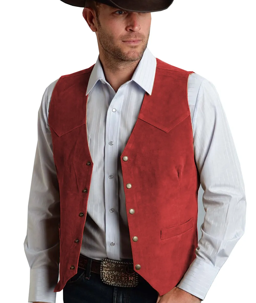 Herrenwesten Braune Weste Formeller Business-Anzug Wildlederweste Trauzeugen Für Hochzeit Cowboy 230829_voghion.com