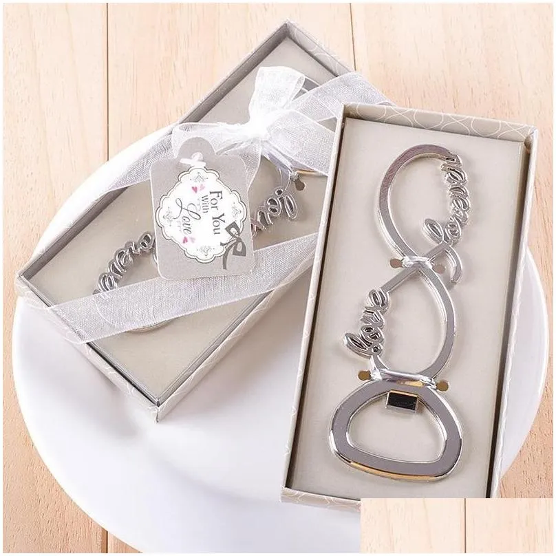 Autres fournitures de fête festive 100pcs / lot Est Love Chrome Bouteille de bière Ouvre-bouteilles de mariage et cadeaux pour les invités Fournisseur Bridal Sho Otlq3