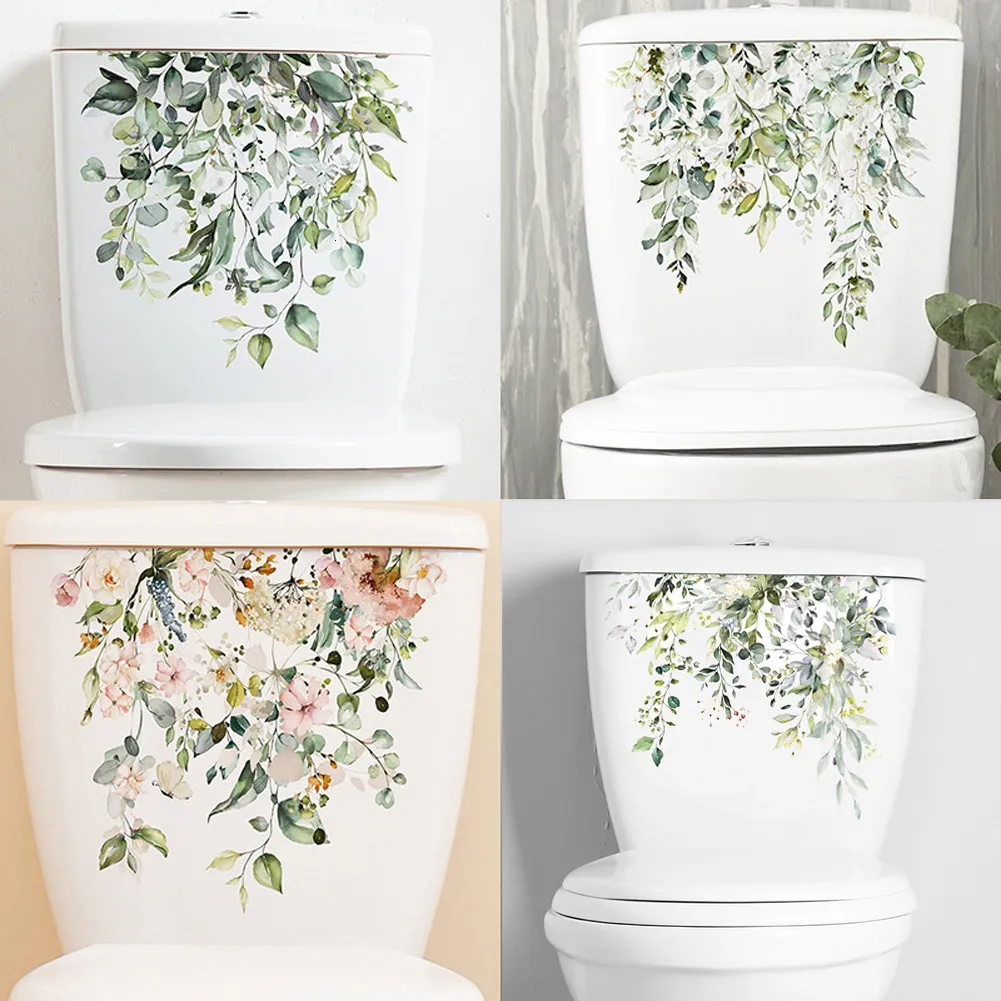 壁のステッカー緑の植物の葉の葉の葉の浴室のトイレの装飾リビングルームの家の装飾壁画の美しさ自己肥沃なデカール230829