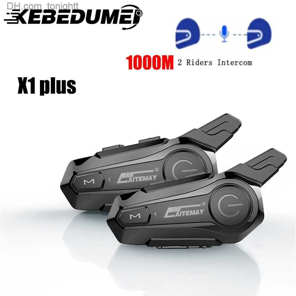X1 Plus Motorcycle Bluetooth 1000M Intercom Helmet Headset For 2 Rider Intercomunicador Moto Waterproof Interphone Earphone Q230830