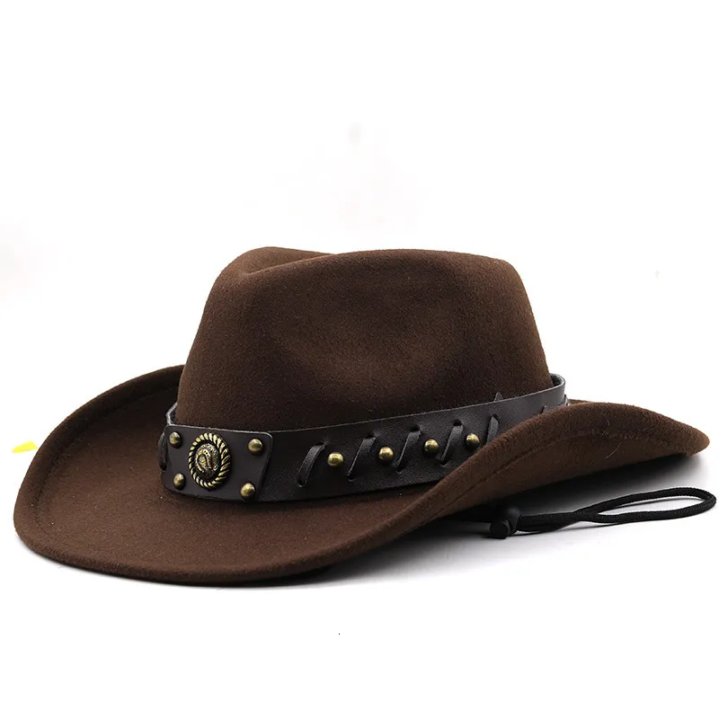 Chapeaux à larges bords Bucket Designer Marque Western Cowboy Chapeau Laine Jazz Top Hommes et Femmes Automne Hiver Feutre Big Enice Cap Gorras Para Hombres 230830