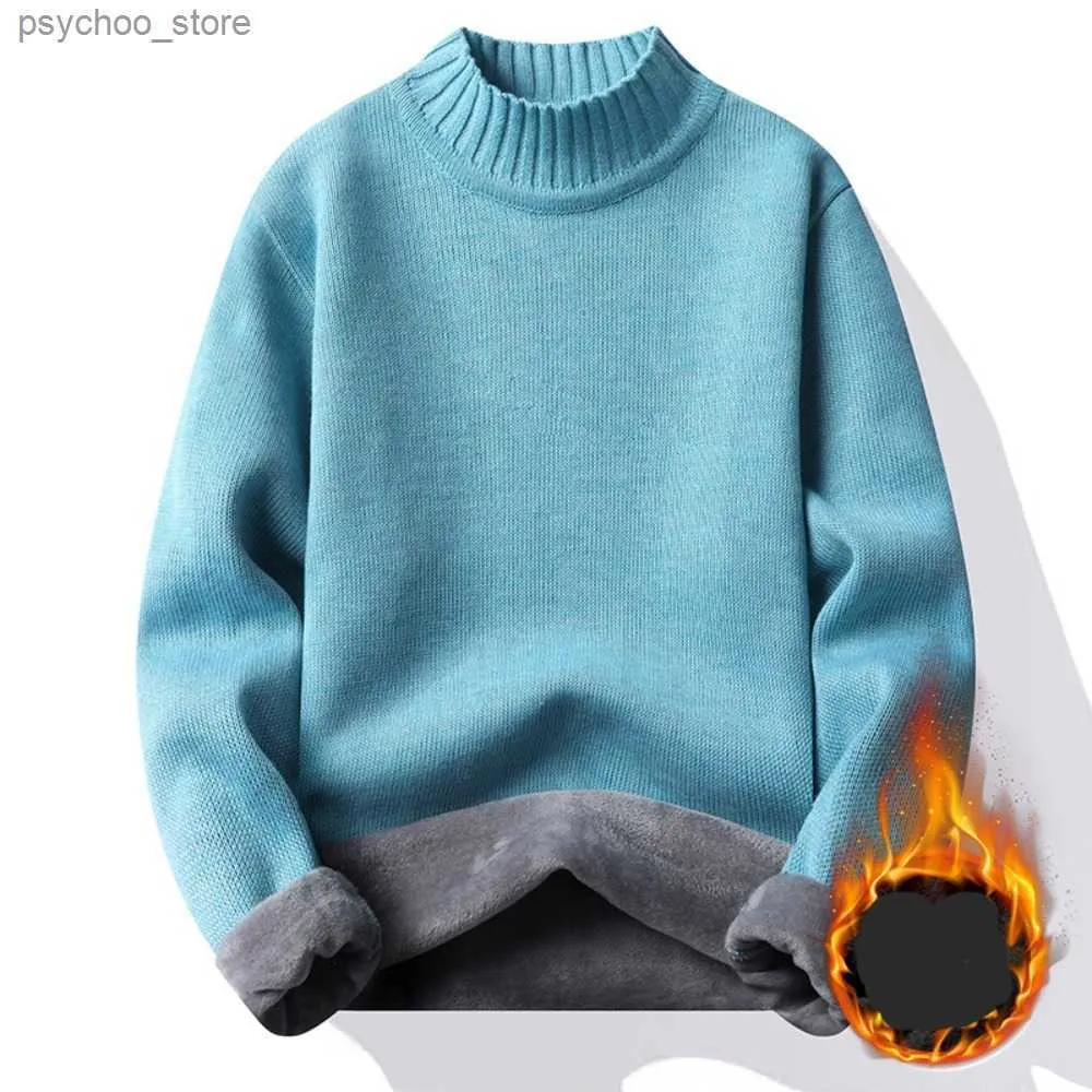 New Casual Men Sweater Stylish Half High Collar Spring Sweater Stretchy Fall Sweater Thick Plus Size Fall Sweater Men Clothing Q230830