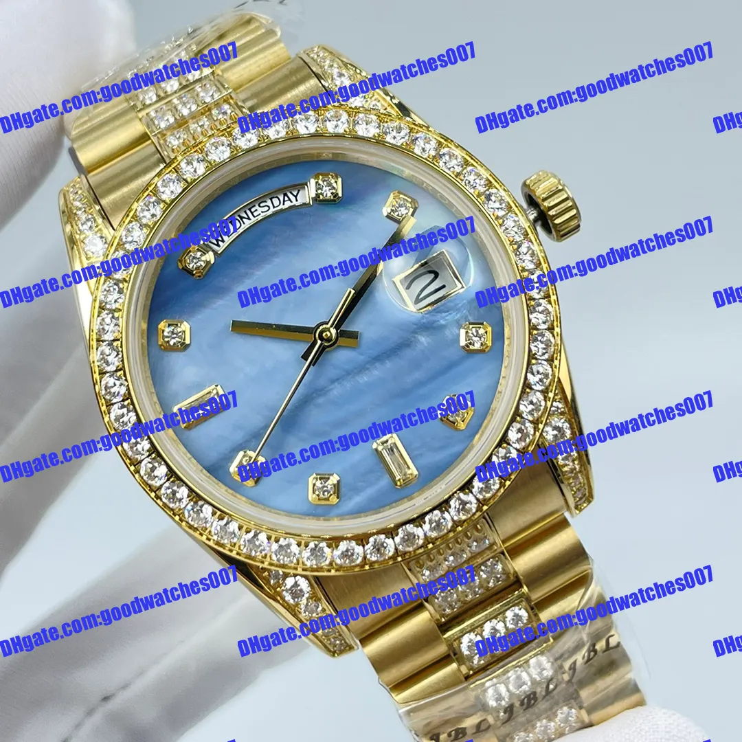 Relógio unissex de moda de 2 modelos 128238 118238 36 mm Relógio de diamante Blu Dial Luxury Diamond Band 2813 Movimento Relógio mecânico automático masculino 128348rbr Relógios femininos