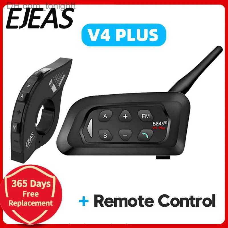 EJEAS V4 Plus Capacete de motocicleta Bluetooth Headset Intercom 1500M 4 Riders Full Duplex Intercomunicador à prova d'água Q230830