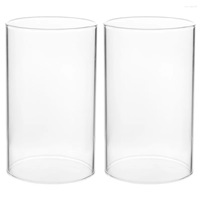 Candle Holders 2 Pcs House Decorations For Home Windproof Clear Tube Shades Holder Pillar Candles