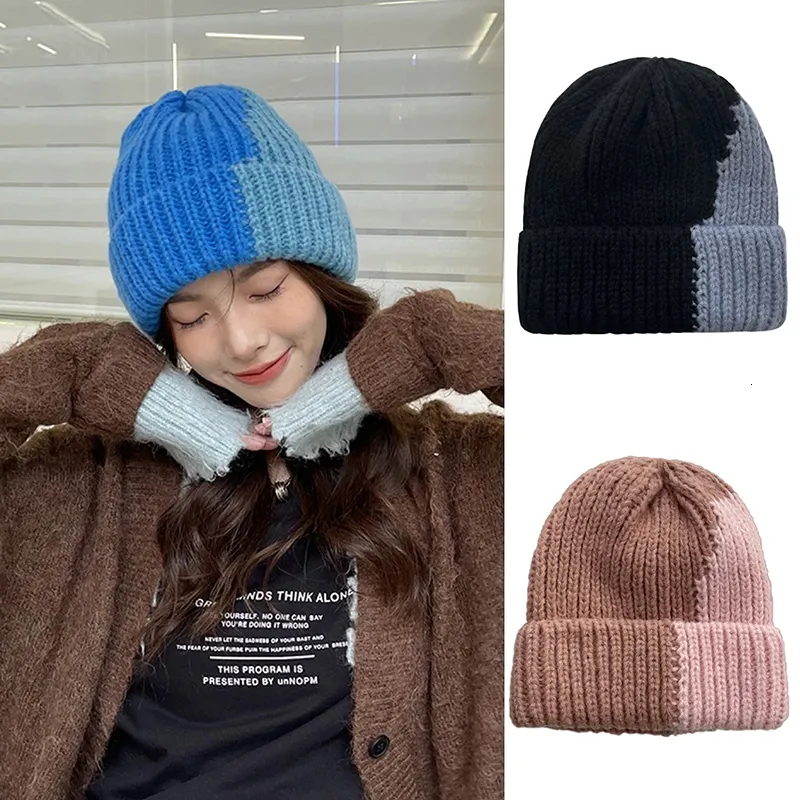 Beanie Kafatası Kapakları Kadınlar Kış Kış Koreli Termal Çok Yönlü Örme Şapka UNISEX Çok Molor Erkekler Evrensel Açık Boş Zamanlı Kafa Kafa Cap 230829