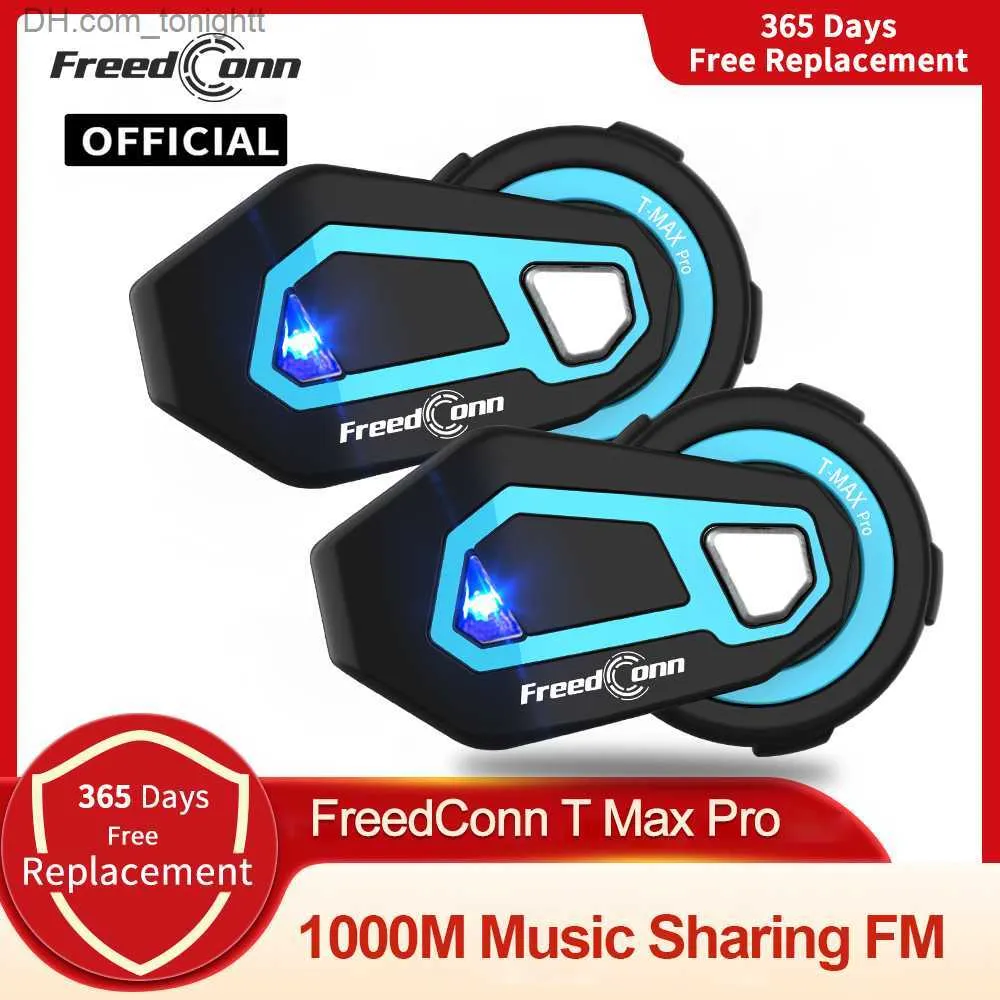 FreedConn T Max Pro Motorcykel Intercom Bluetooth Helmet Headset 6 Riders Bt 5.0 1200m FM Motor Interphone Communicator Earphone Q230830