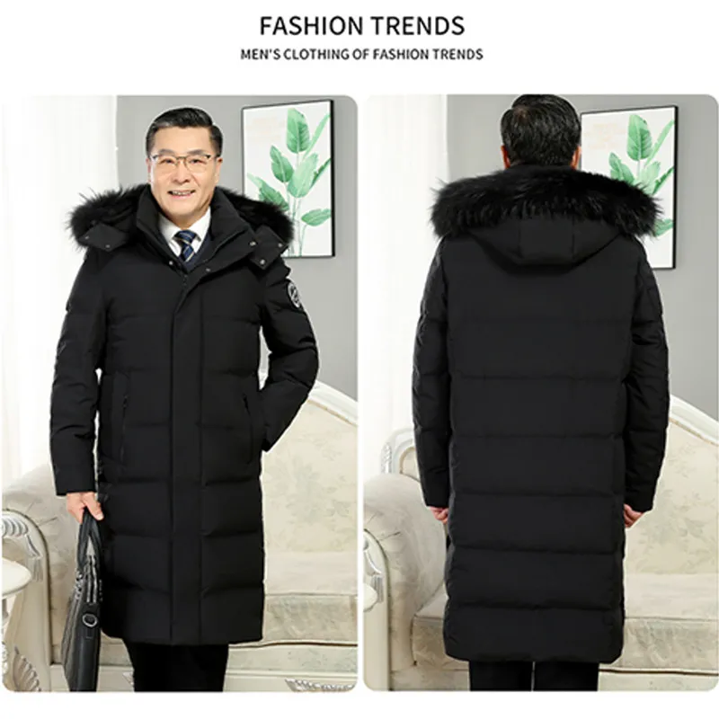Mens Long Down Jacket Winter Thickened Middle Aged And Elderly