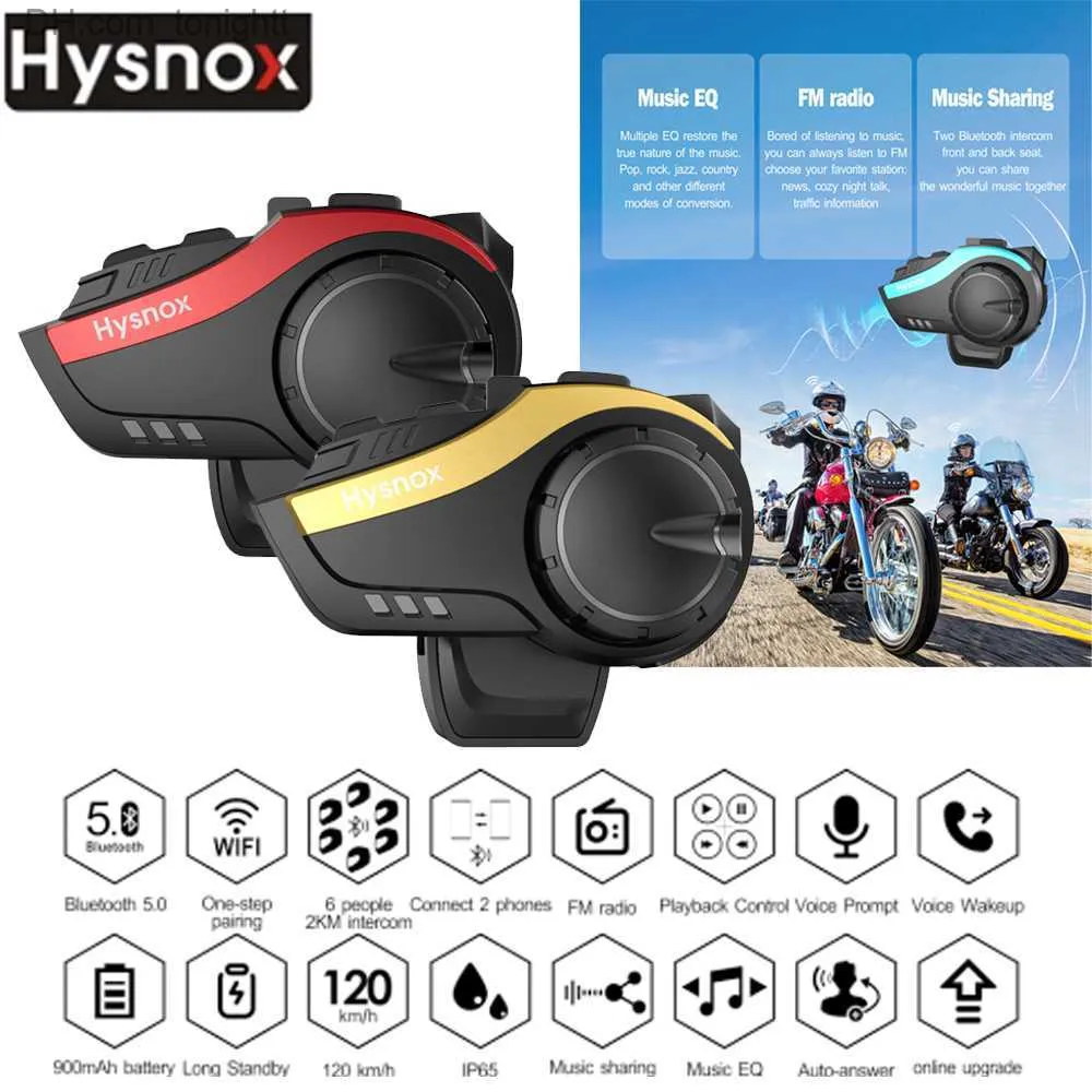 Hysnox HY-02 casque de moto Bluetooth casque d'interphone avec communicateur interphone 2000 M pour 6 coureurs étanche Q230830