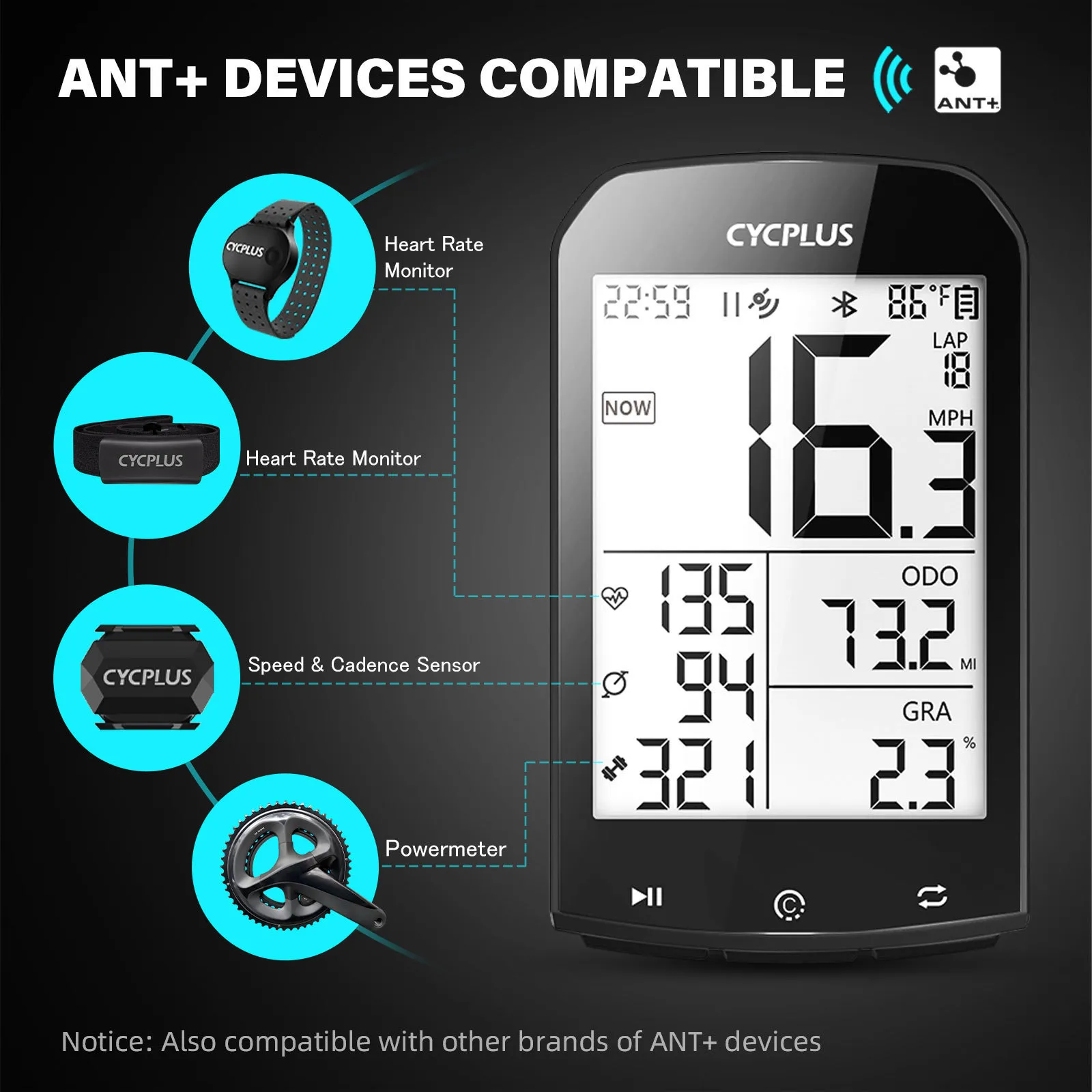 DHgate CYCPLUS Bike Computer with GPS ANT BLE Connectivity Waterproof Speedometer Power Meter Cadence Speed Heart Rate Sensor Sports Outdoors