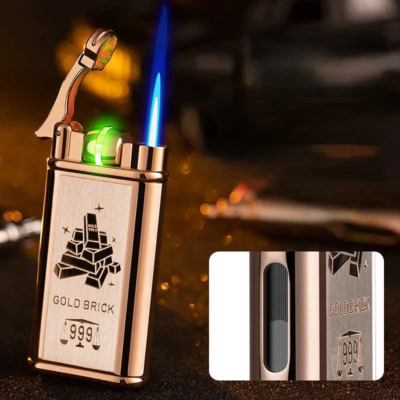 New Butane Metal Plating Process Windproof Lighter, Built-in Battery, Ion Ignition, Gift for Men RKB3