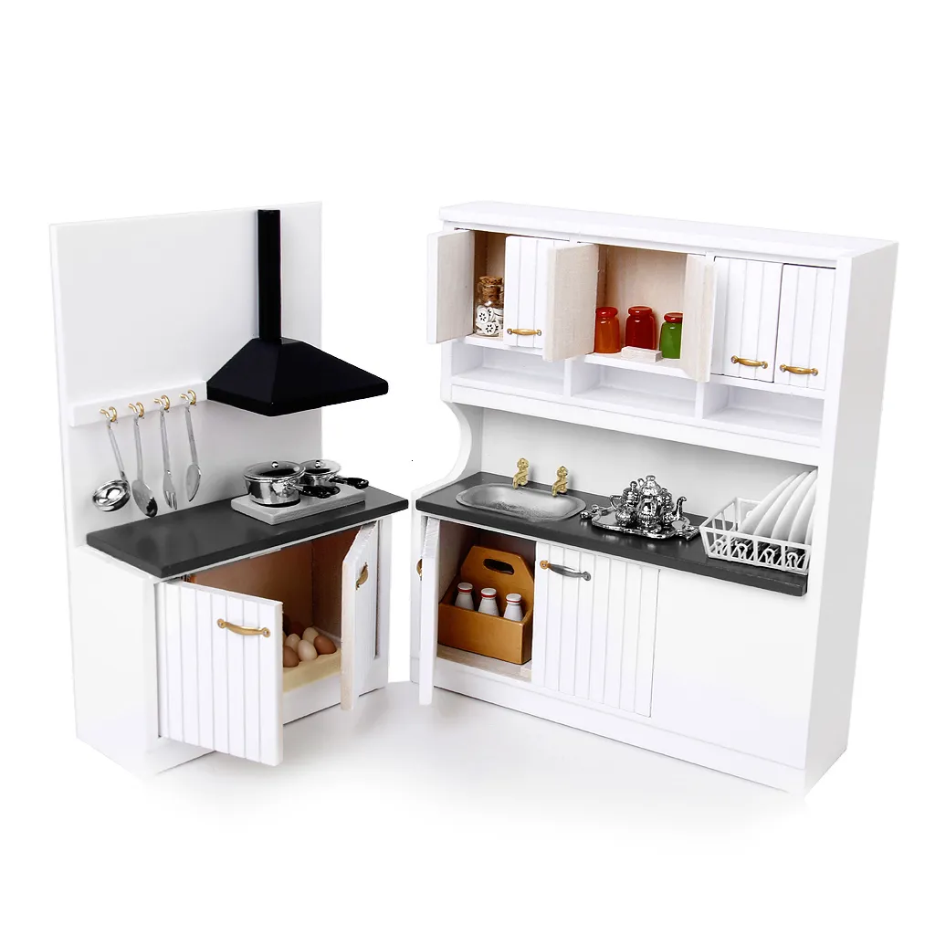 Accessoires voor poppenhuis 1 12 schaal poppenhuis miniatuurmeubilair VINATAGE Deluxe houten keukenset 230830