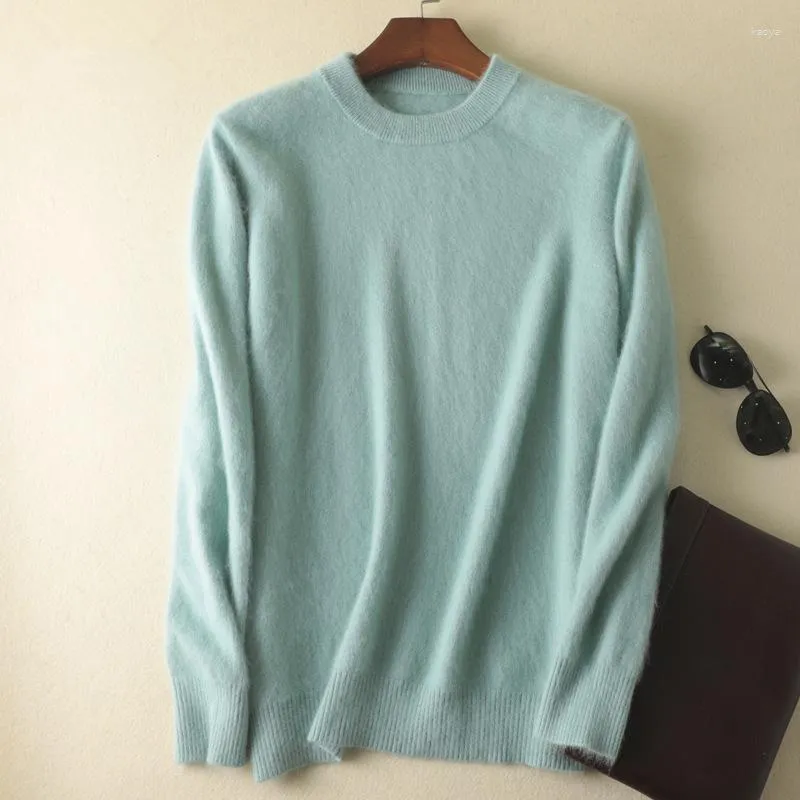 Мужские свитера Классический Crewneck Mink Cashmere Sweater Men 2023 Autmun Winter теплая одежда Высококачественная перемычка с длинными рукавами.