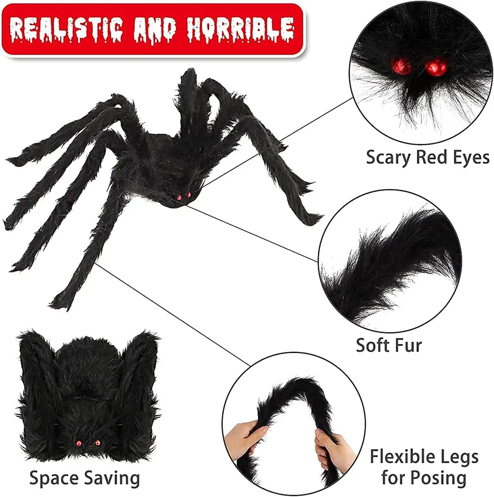 Giant Realistic Halloween Spider Decor Fake Hairy Spiders For Indoor,  Outdoor Yard Creepy Decorations 6 Sizes From Dream_high, $1.43 | DHgate.Com, image size:1000x1007