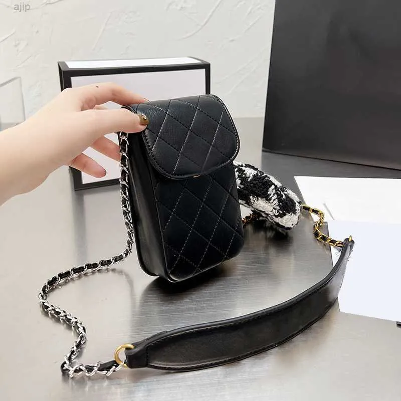 2022SS F/W Womens Classic Mini Flap Lock Lock Bags Phone Holder Bags Black Matelasse Matelasse Crossbody مع Tweed Coin Pocket 15x10cm