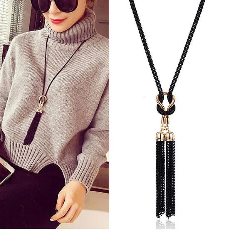 Navel Bell Button Rings Arrival Female Pendant Necklace Tassel Long Winter Sweater Chain Wholesale Sales 230830