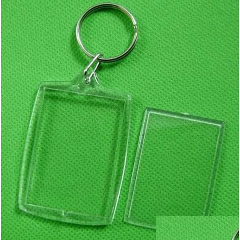 Cadres et moulures Porte-clés vierges en plastique acrylique transparent Insérer Passeport Po Cadre Porte-clés Photo Cadeau Drop Livraison Accueil Gard Dhi1Q