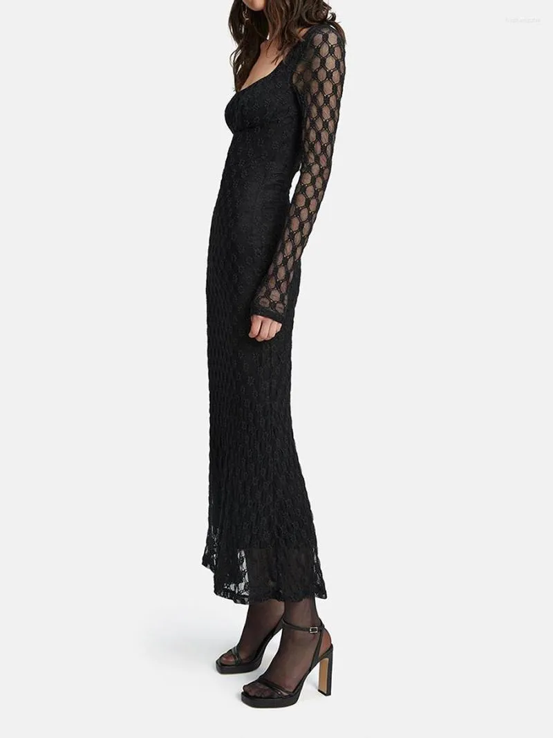 Women's Jacquard Fitted Midi Dress - Long Sleeve, U Neck, zipper Closure, Casual Fashion for Spring and Autumn, Club Street Style in Sizes S-L