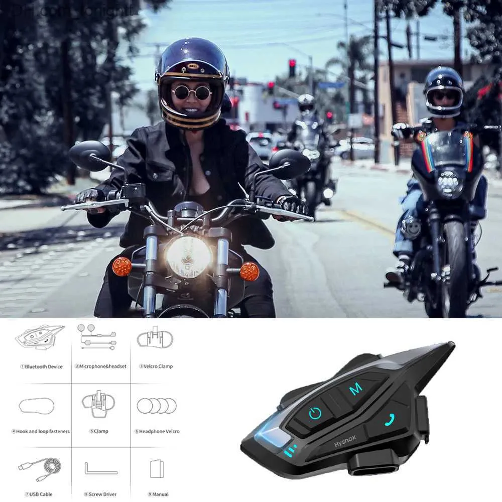 5.1 Hjälm Intercom Headset Motorcykel Bluetooth Interphone 2000m Trådlös Intercomunicador Multi-Person Intercom Q230830