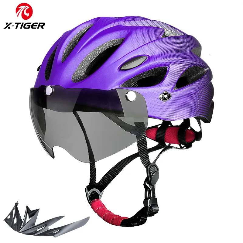 Cycling Helmets X TIGER Adult Bike Helmet With LED Rear Light Dual Mode Goggle Cycling Helmet Fit 58 62cm Lightweight Breathable Bicycle Helmets 230829 From 7 04 DHgate
