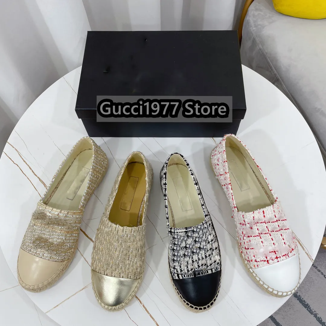 Designers Women Shoes Espadrilles Summer Luxurys ladies flat Beach Half Slippers fashion woman Loafers Cap Toe Fisherman Channel canvas Shoe EUR35-42