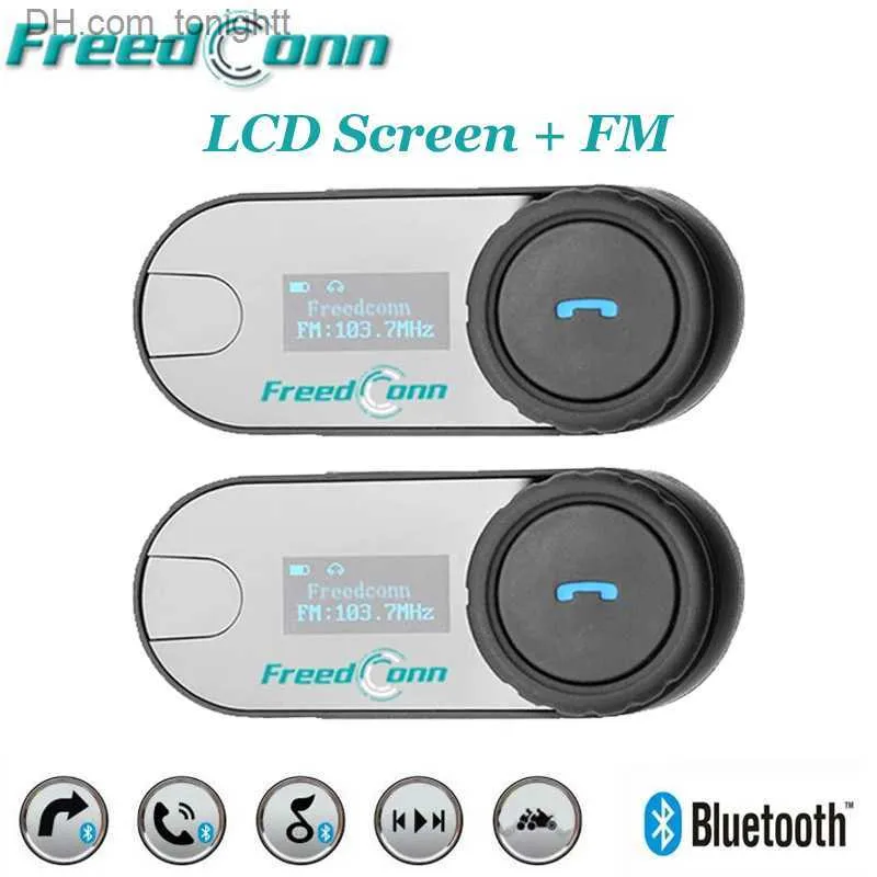 FreedConn T-COM SC Motorcycle Bluetoothヘルメットヘッドセットインターコム防水ヘッドフォンLCD FMワイヤレスインターホンQ230830