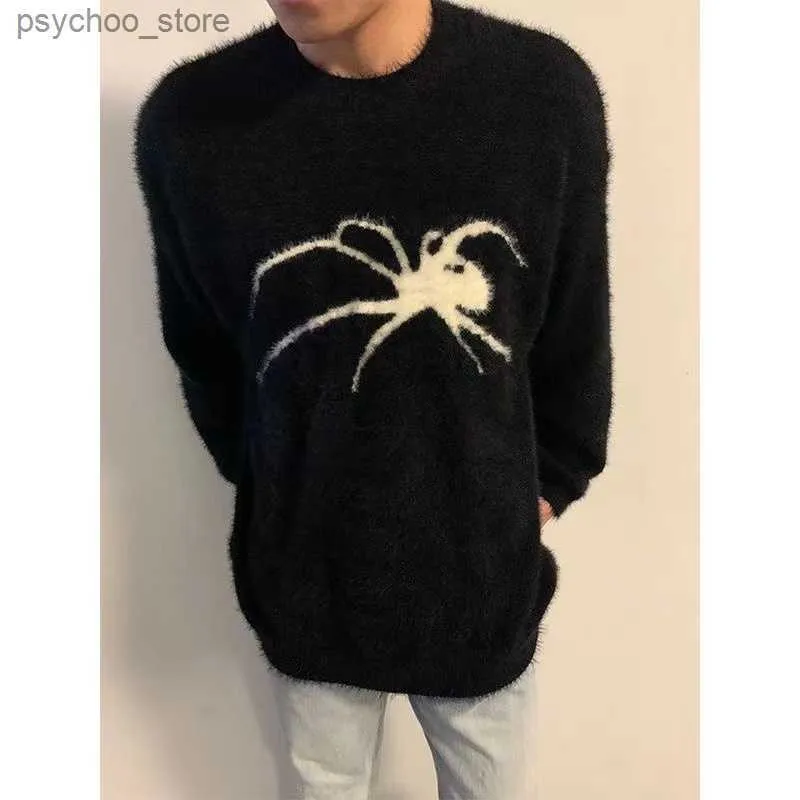 2022 Winter Men's Original Wool Sweater Loose High-quality Printing Knitting Fashion Trend Cashmere Pullover Black/white Coats Q230830