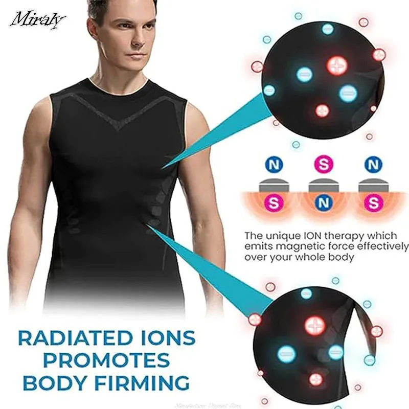 SLIMBELLE Maglietta A Compressione Da Uomo Canottiera Snellente Body Shaper Cardigan Petto A Forma Di X Per Controllo Della Pancia (IT, Testo, M, Regular, Regular, Nero - Foto 3