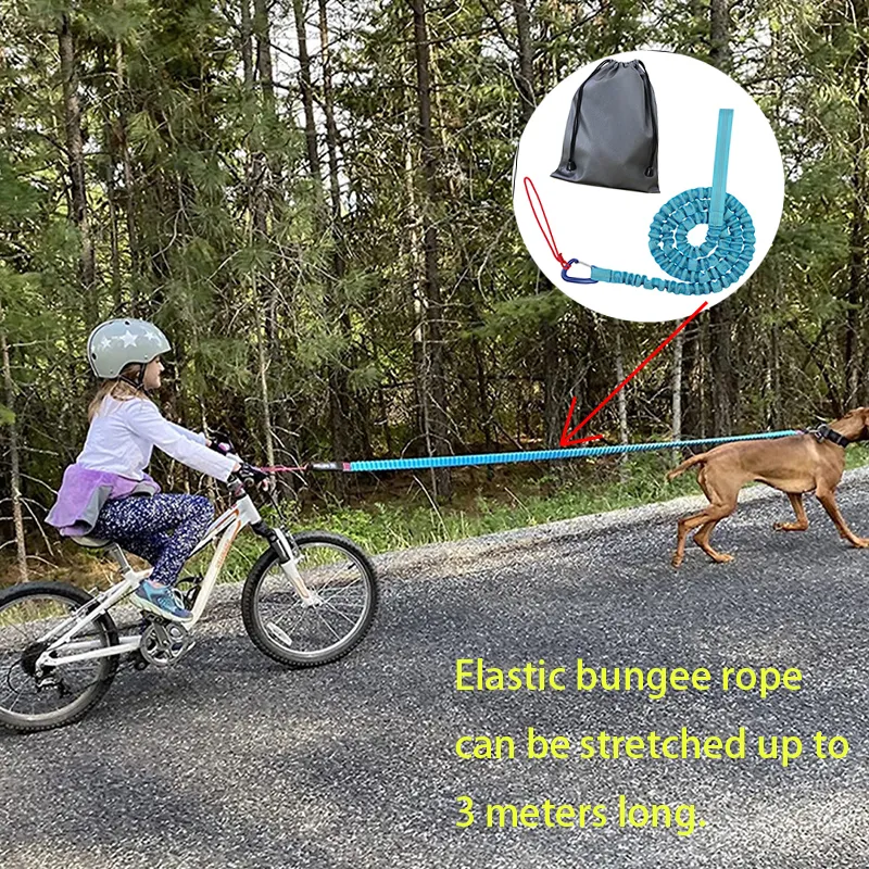 Colliers de chien Laisses Corde de remorquage Remorquage de vélo Bungee Enfant Cyclisme Sangle de traction extensible pour les longues aventures à vélo Harnais élastique pour chien en nylon parent-enfant 230829