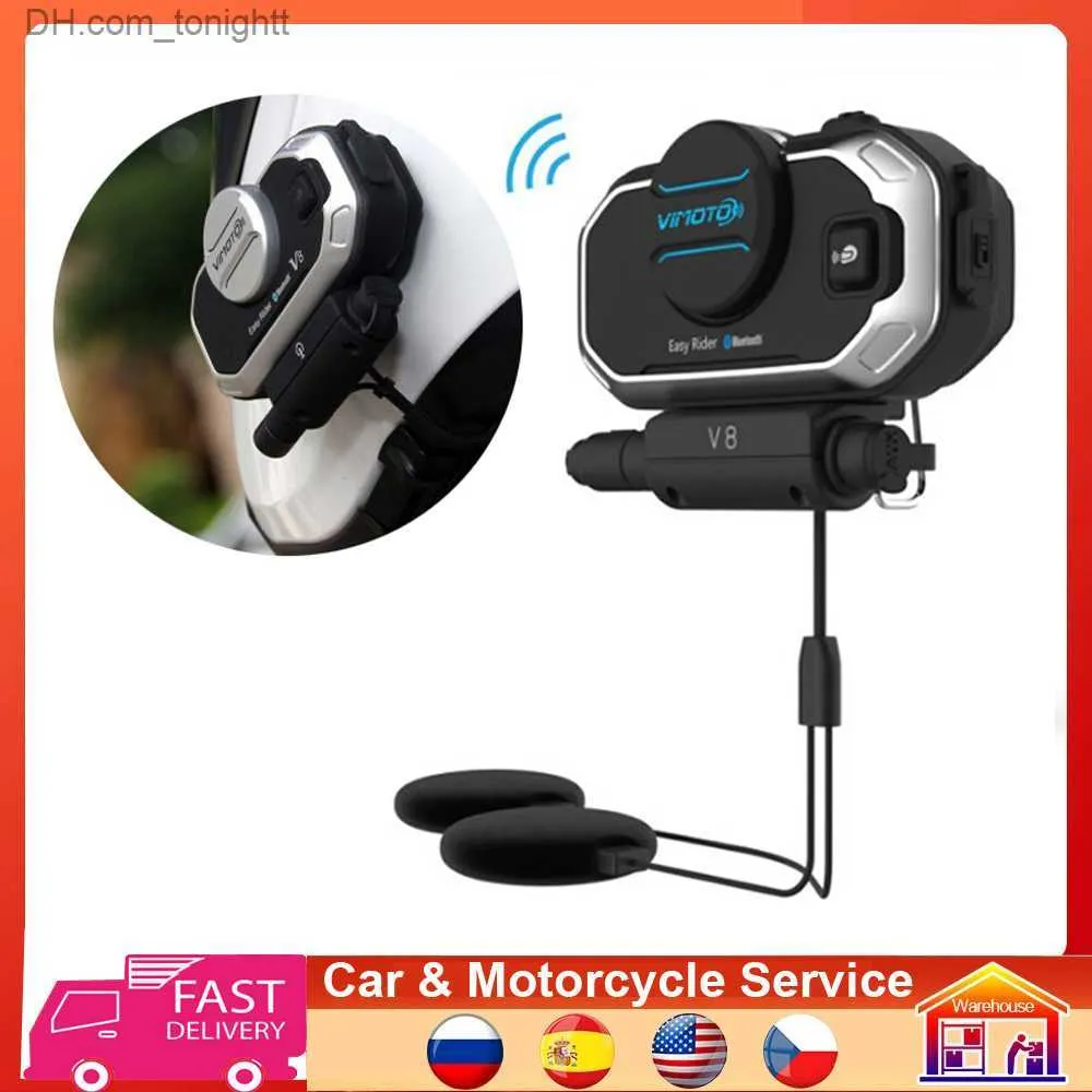 Vimoto v8 moto bt interfone motocicleta capacete bluetooth interfone fone de ouvido estéreo gps 2 vias rádios q230830